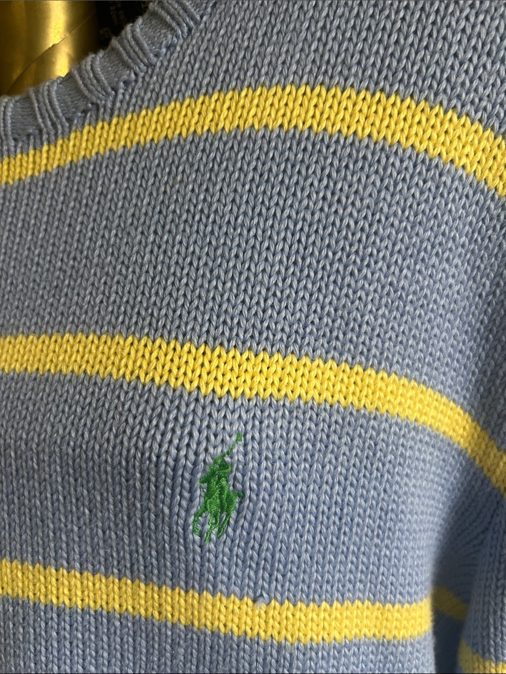 Polo by Ralph Lauren Light Blue Sweater with Yellow Stripes